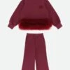 Deonne Tulle Trim Top And Jogger Set Burgundy