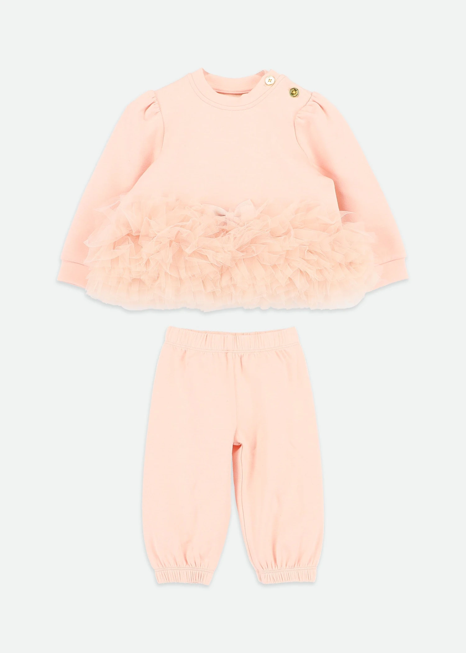 Deonne Tulle Trim Baby Tracksuit Blush Pink 1 Deonne Tulle Trim Baby Tracksuit Blush Pink