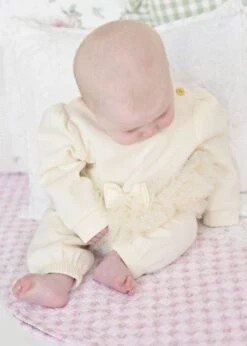 Deonne Tulle Trim Baby Tracksuit Vanilla -Angels-Face Shop DeonneBaby Tracksuit Vanilla Lifestyle 2