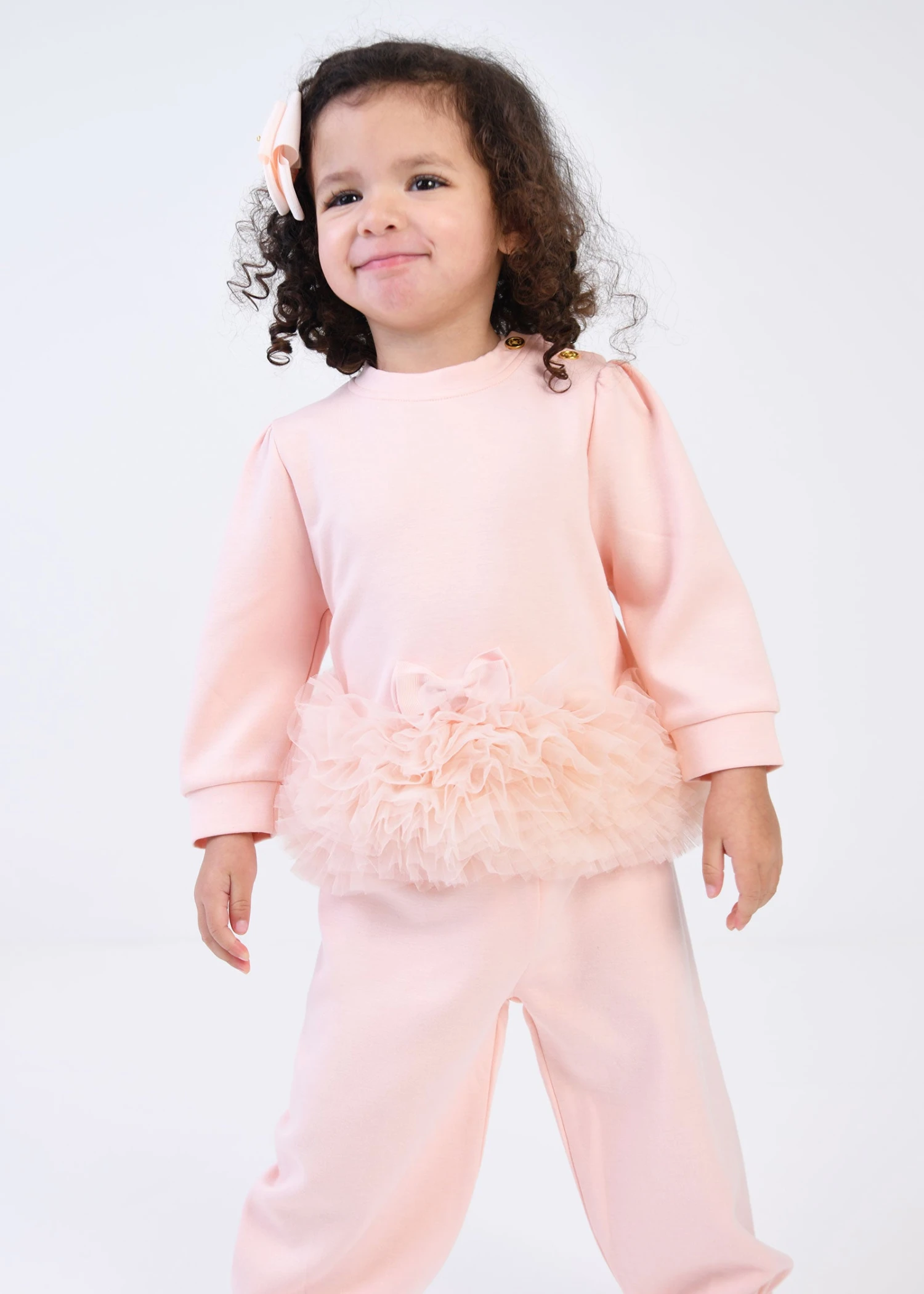Deonne Tulle Trim Baby Tracksuit Blush Pink 3 Deonne Tulle Trim Baby Tracksuit Blush Pink - Image 3