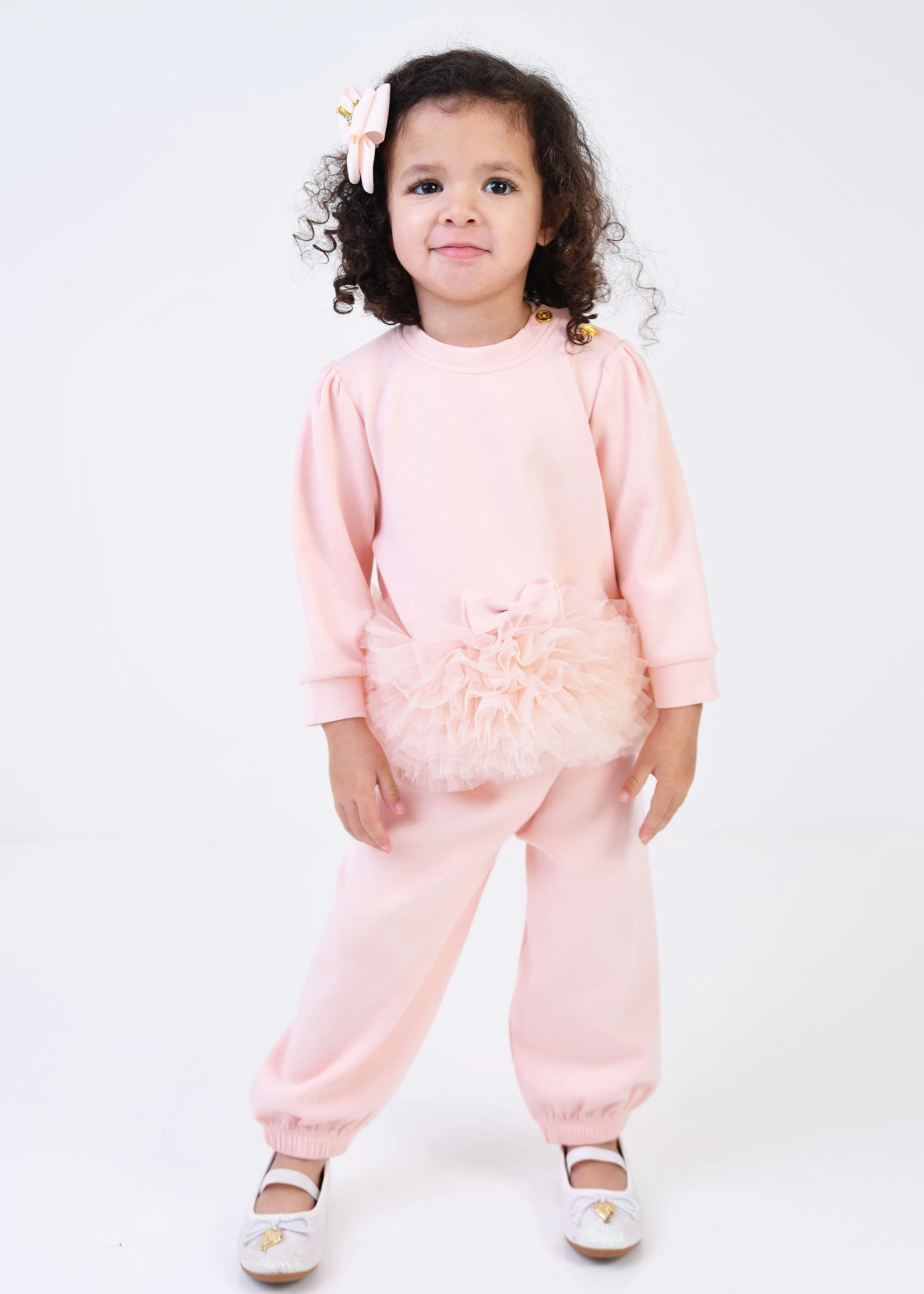 Deonne Tulle Trim Baby Tracksuit Blush Pink 2 Deonne Tulle Trim Baby Tracksuit Blush Pink - Image 2