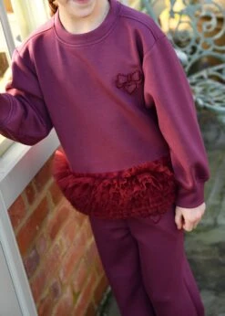 Deonne Tulle Trim Top And Jogger Set Burgundy -Angels-Face Shop Deonne Tracksuit Burgundy Lifestyle 1