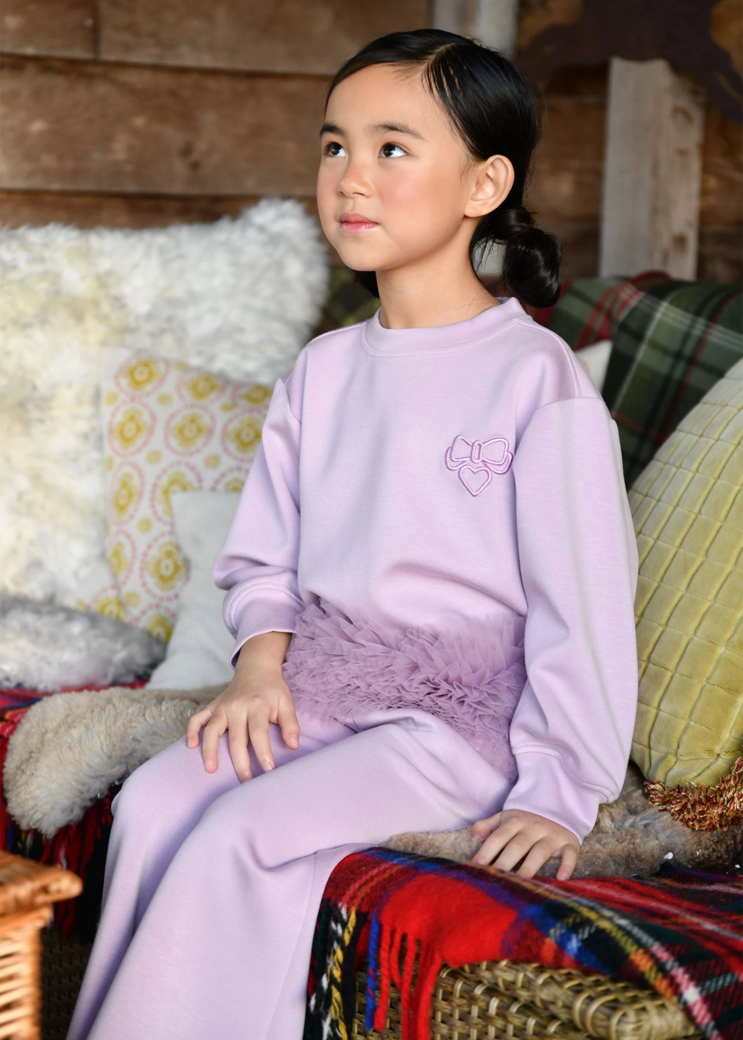 Deonne Tulle Trim Top And Jogger Set Lilac 3 Deonne Tulle Trim Top And Jogger Set Lilac - Image 3