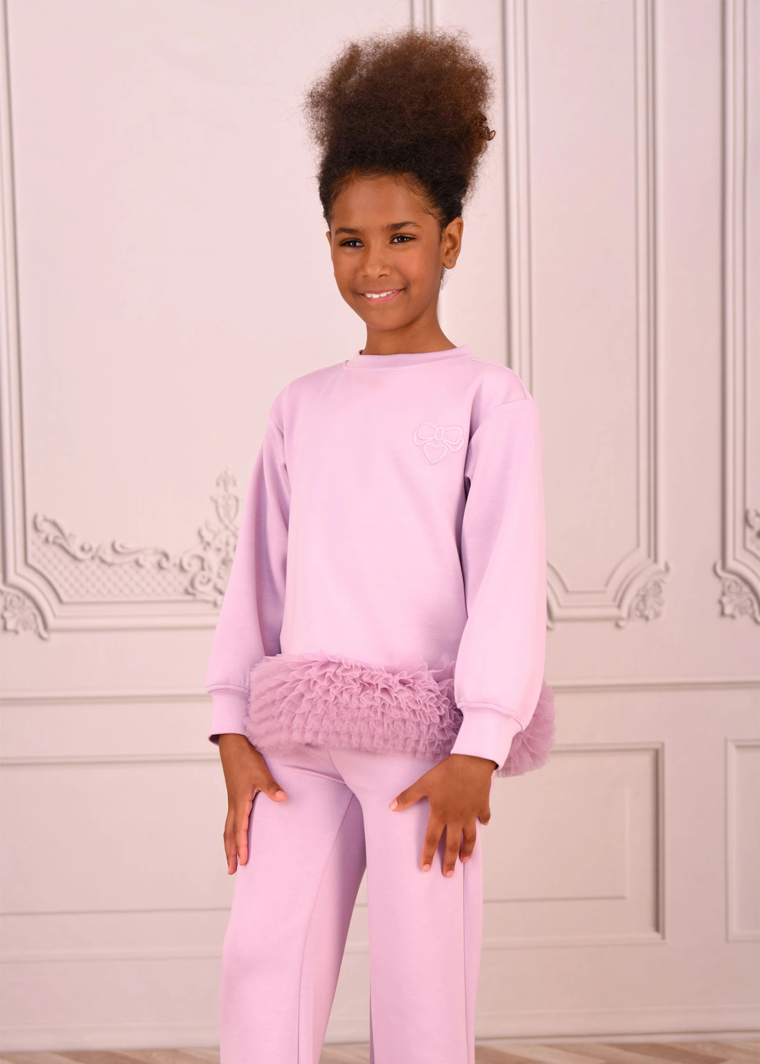 Deonne Tulle Trim Top And Jogger Set Lilac 5 Deonne Tulle Trim Top And Jogger Set Lilac - Image 5