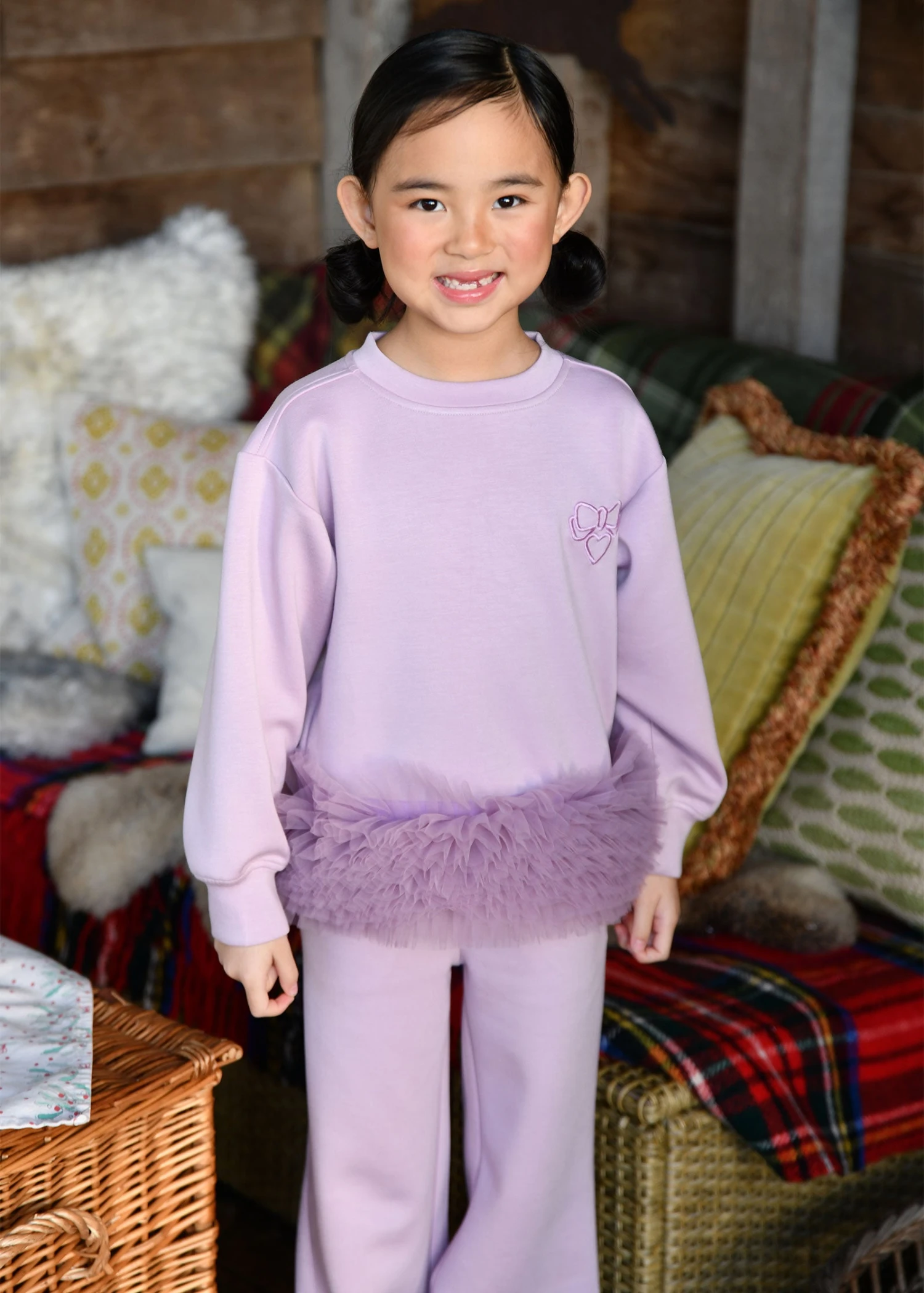 Deonne Tulle Trim Top And Jogger Set Lilac 2 Deonne Tulle Trim Top And Jogger Set Lilac - Image 2