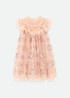 Dominique Flower Sequin Dress Blush Pink