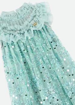 Dominique Flower Sequin Dress Duck Egg -Angels-Face Shop Dominique Dress Duckegg Detail