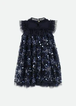 Dominique Flower Sequin Dress Navy -Angels-Face Shop Dominique Dress Navy Back