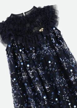 Dominique Flower Sequin Dress Navy -Angels-Face Shop Dominique Dress Navy Detail