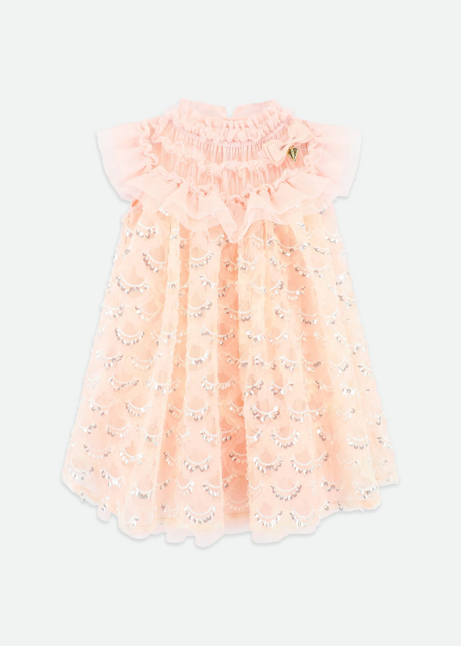 Dominique Sequin Dress Peach 1 Dominique Sequin Dress Peach