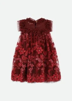 Dominique Flower Embroidery Dress Burgundy -Angels-Face Shop Dominique Dress TibetanRed Back