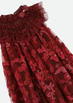 Dominique Flower Embroidery Dress Burgundy -Angels-Face Shop Dominique Dress TibetanRed Detail