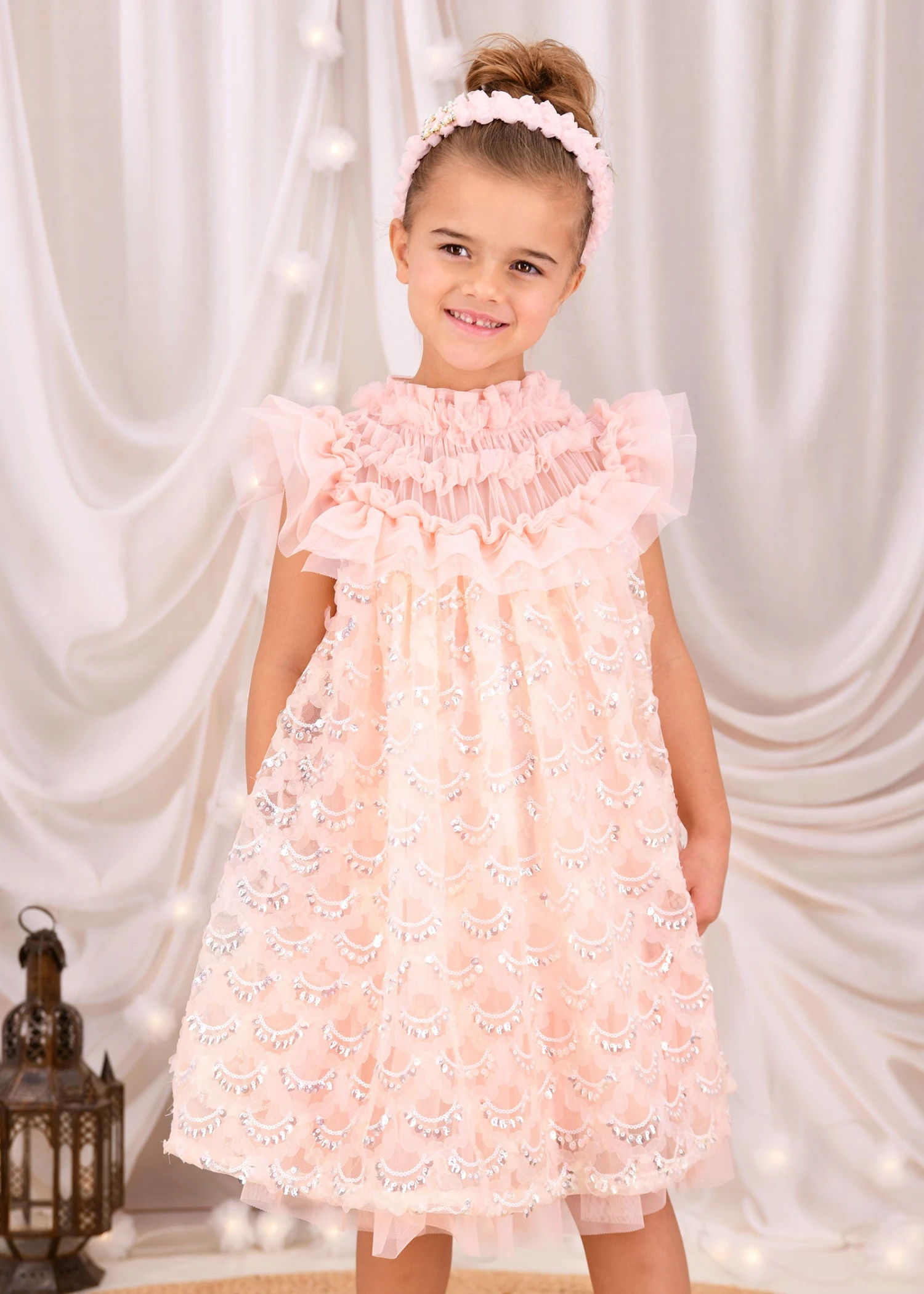 Dominique Sequin Dress Peach 4 Dominique Sequin Dress Peach - Image 4