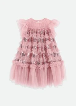 Etta Sequin Tulle Dress Tea Rose