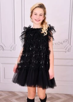 Etta Sequin Tulle Dress Black -Angels-Face Shop Etta Dress Black Lifestyle 1