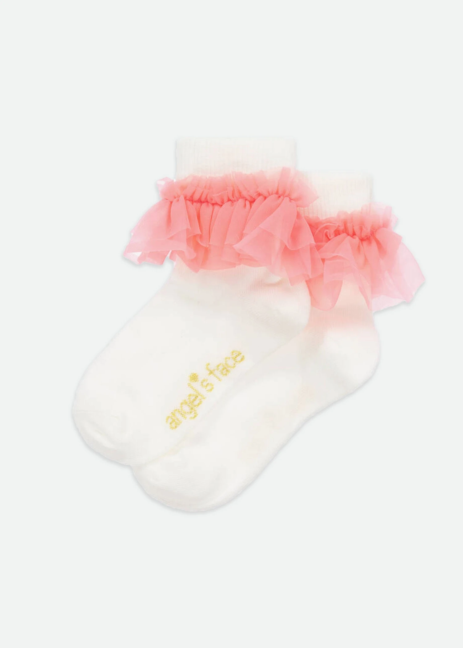 Frilly Socks Snowdrop Coral 2 Frilly Socks Snowdrop Coral - Image 2