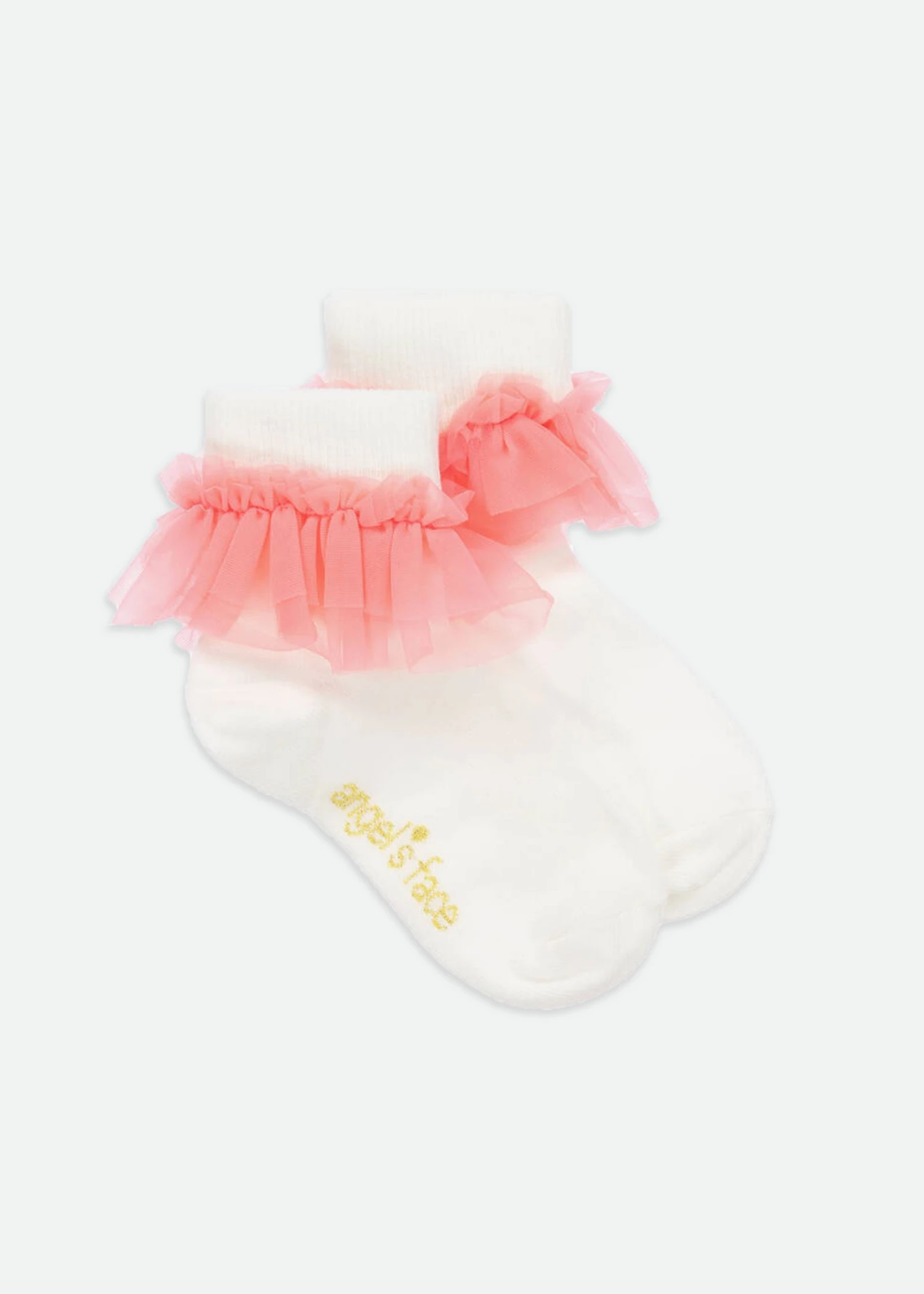 Frilly Socks Snowdrop Coral 1 Frilly Socks Snowdrop Coral