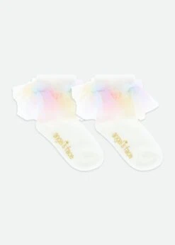 Frilly Socks Snowdrop Rainbow