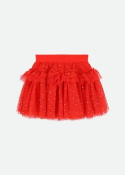 Georgian Gold Dot Skirt Fiery Red -Angels-Face Shop Georgian Skirt Red Back