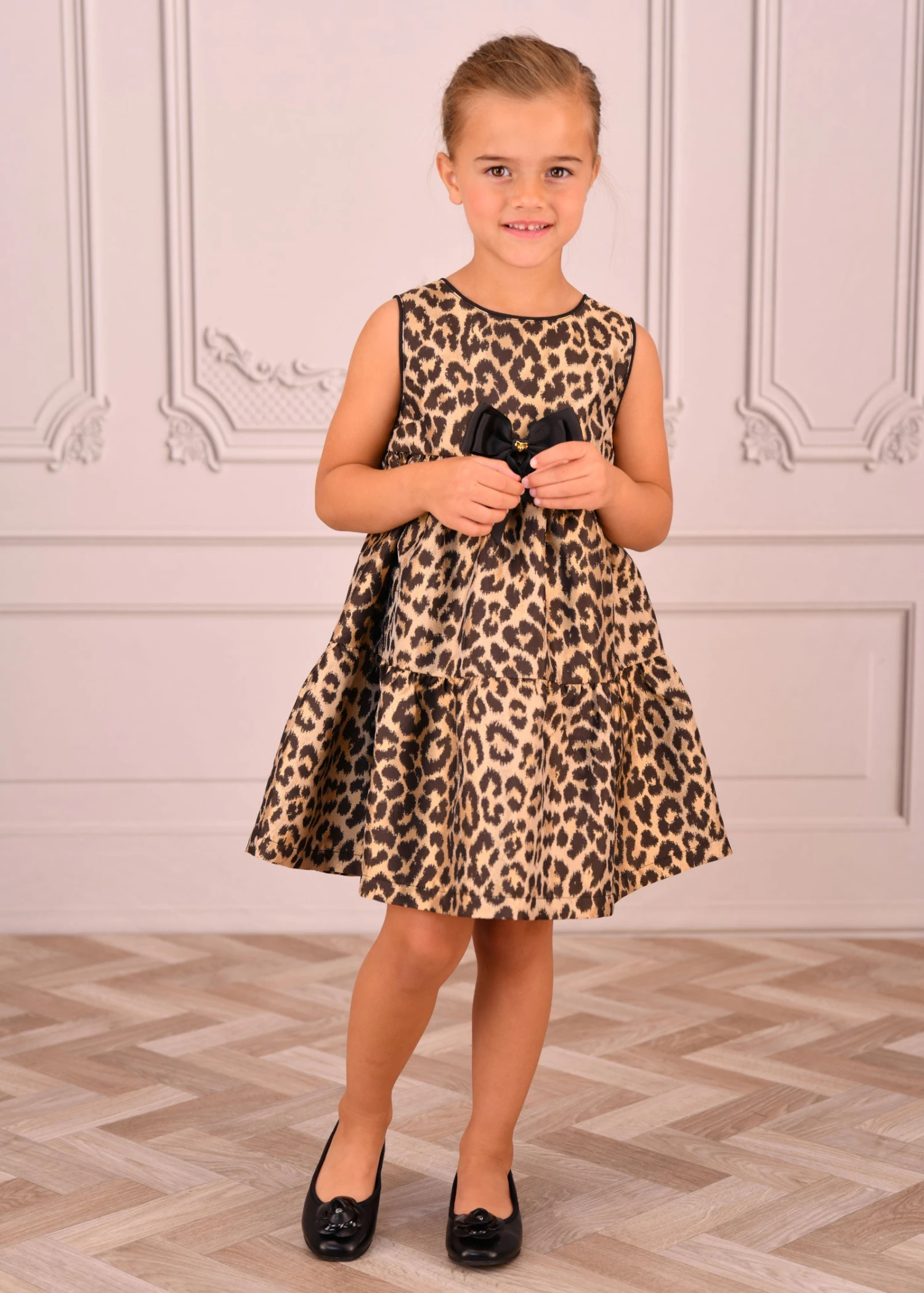 Georgie Leopard Tiered Dress Black 2 Georgie Leopard Tiered Dress Black - Image 2