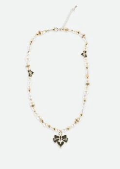 Heart And Pearl Necklace Snowdrop/Gold