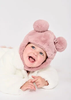 Isabelle Baby Fur Hat Tea Rose 7 Isabelle Baby Fur Hat Tea Rose -Angels-Face Shop Isabella Hat Tearose 2