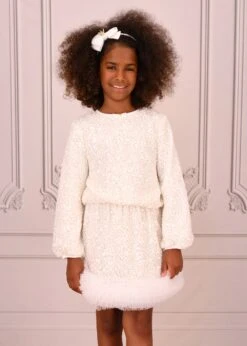 Janice Boucle Sequin Skirt Snowdrop -Angels-Face Shop Janice Skirt Snowdrop Lifestyle 2