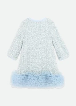 Jeanette Boucle Sequin Dress Pale Blue -Angels-Face Shop Jeanette Dress Blue Back