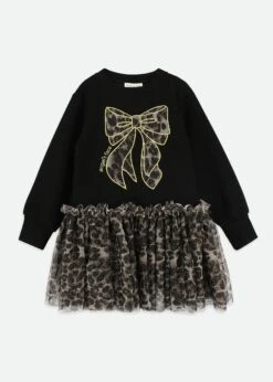 Juniper Sweat Dress With Bow Black