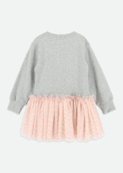 Juniper Sweat Dress With Heart Tulle Bow Grey 9 Juniper Sweat Dress With Heart Tulle Bow Grey -Angels-Face Shop Juniper Dress Grey Back