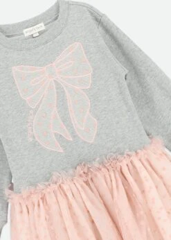 Juniper Sweat Dress With Heart Tulle Bow Grey 8 Juniper Sweat Dress With Heart Tulle Bow Grey -Angels-Face Shop Juniper Dress Grey Detail