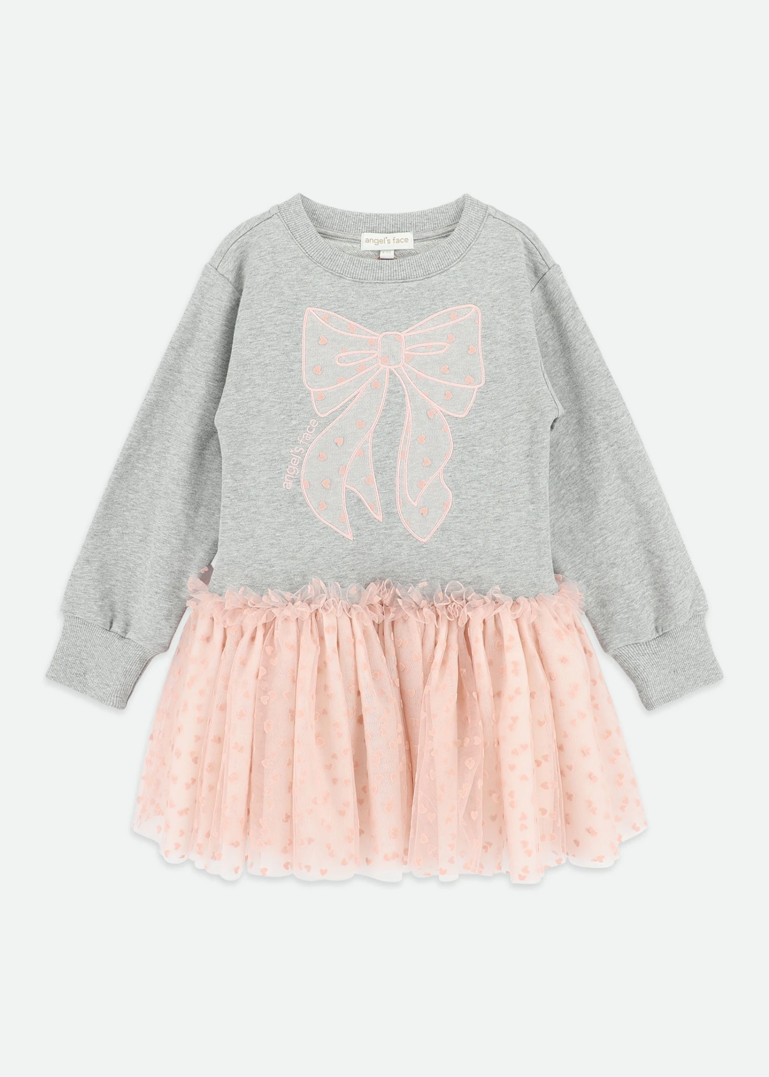 Juniper Sweat Dress With Heart Tulle Bow Grey 1 Juniper Sweat Dress With Heart Tulle Bow Grey