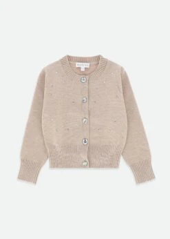 Kamala Crystal Studded Cardigan Sand
