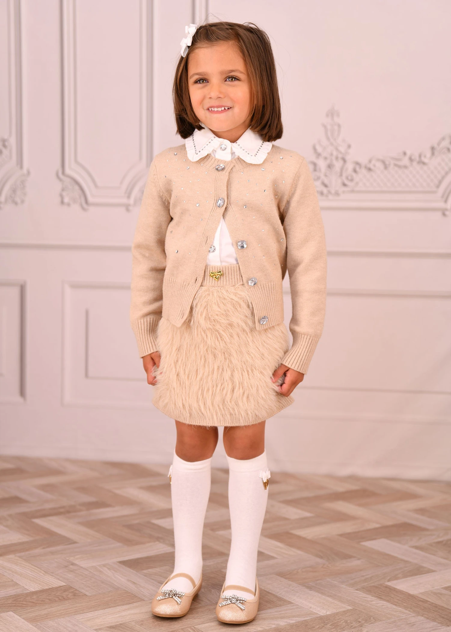 Kamala Crystal Studded Cardigan Sand 2 Kamala Crystal Studded Cardigan Sand - Image 2