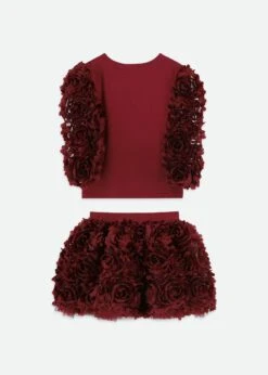 Khaila 3D Tulle Top And Skirt Set Burgundy -Angels-Face Shop Khaila Set Red Back
