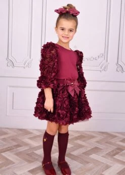Khaila 3D Tulle Top And Skirt Set Burgundy -Angels-Face Shop Khaila Set Burgundy Lifestyle