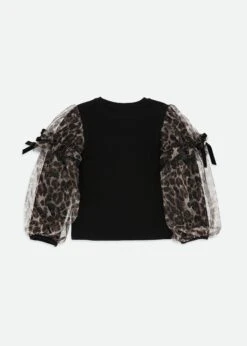 Lila Leopard Tulle Sleeve Top Black 7 Lila Leopard Tulle Sleeve Top Black -Angels-Face Shop Lila Top Black Back