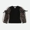 Lila Leopard Tulle Sleeve Top Black