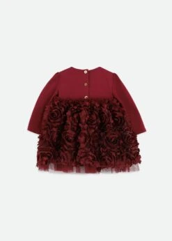 Lively Baby 3D Roses Dress Burgundy 7 Lively Baby 3D Roses Dress Burgundy -Angels-Face Shop Lively Baby Dress Burgundy Back