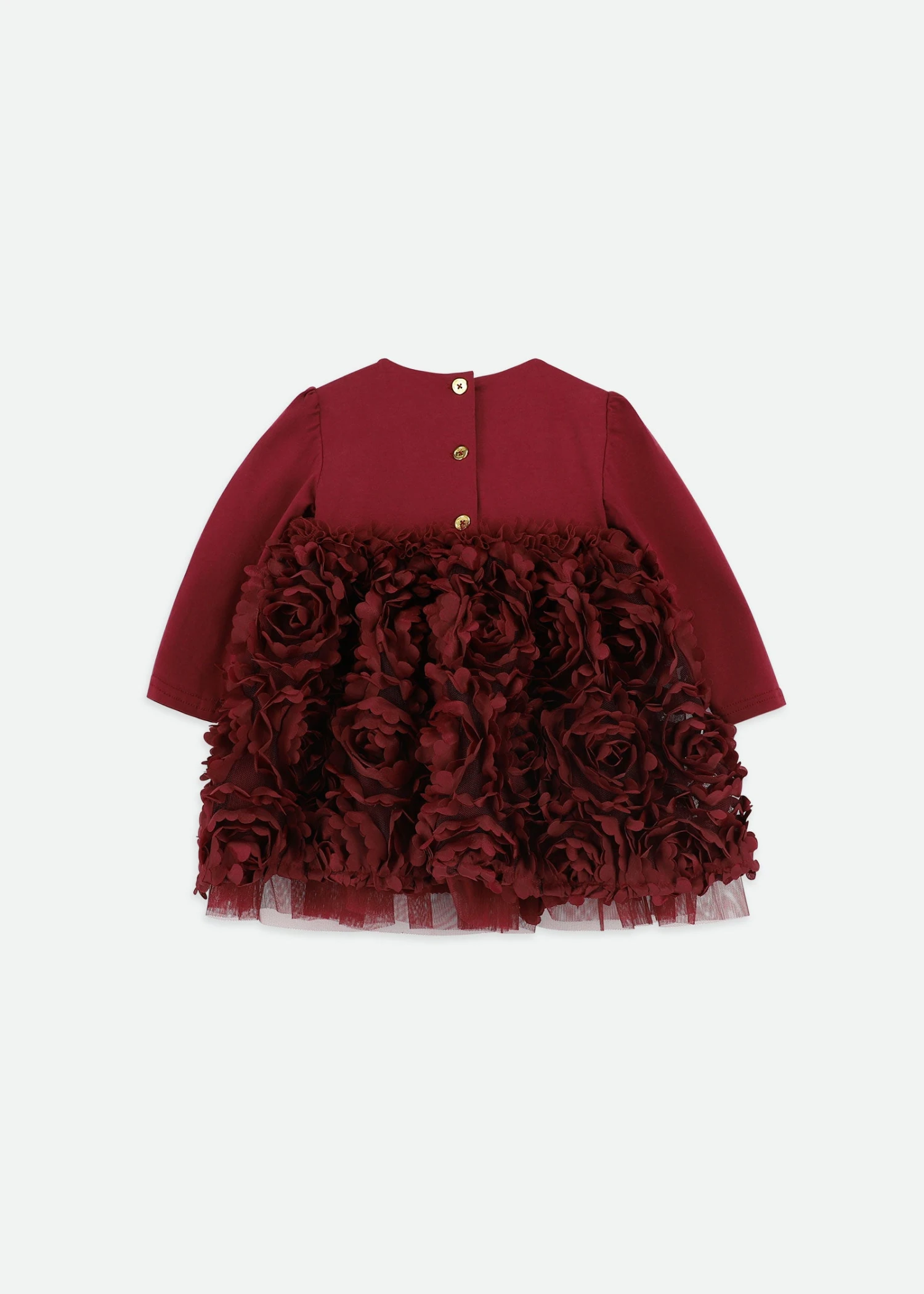 Lively Baby 3D Roses Dress Burgundy 4 Lively Baby 3D Roses Dress Burgundy - Image 4