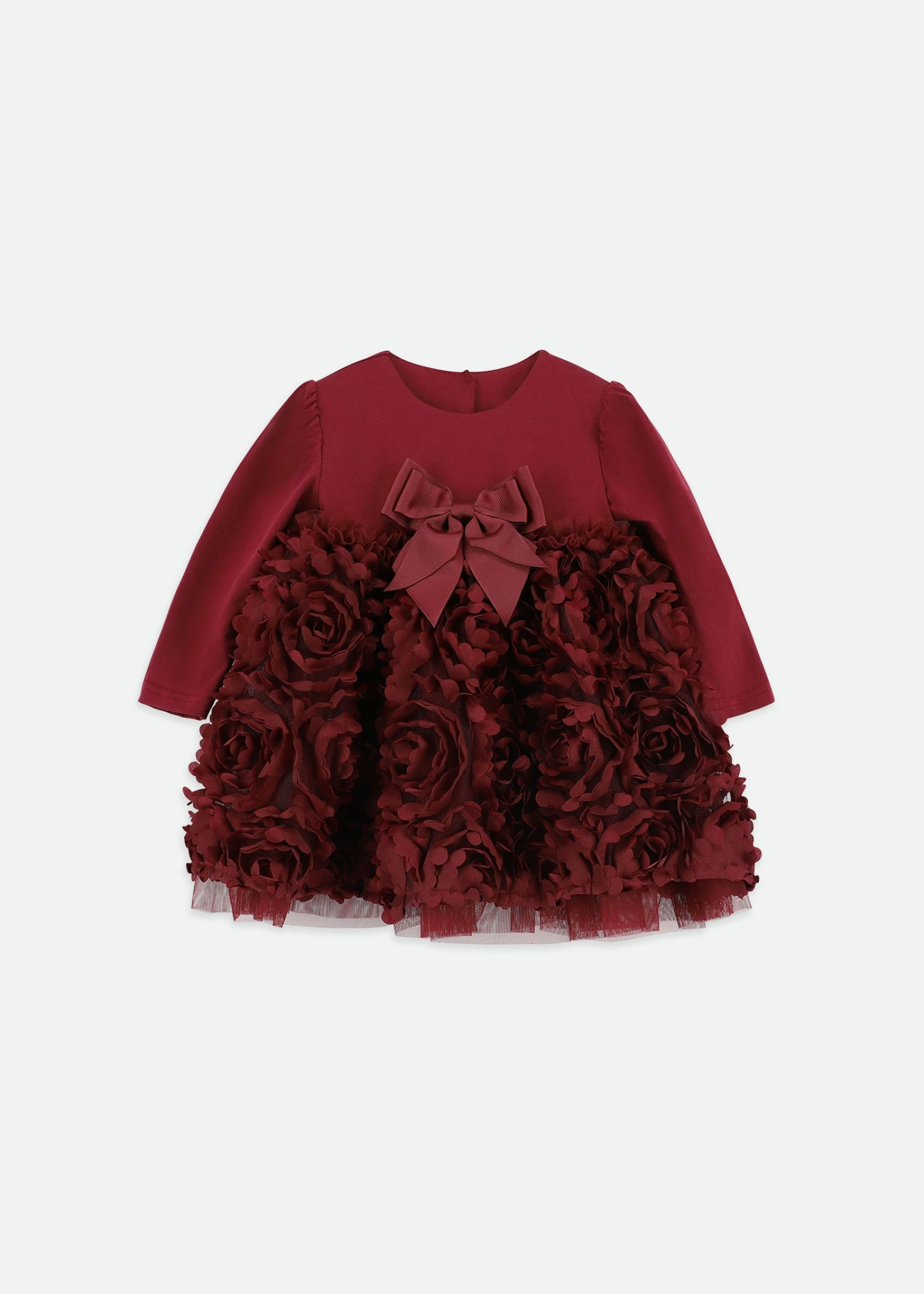 Lively Baby 3D Roses Dress Burgundy 1 Lively Baby 3D Roses Dress Burgundy