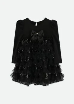 Lively Sequin Tulle Dress Black
