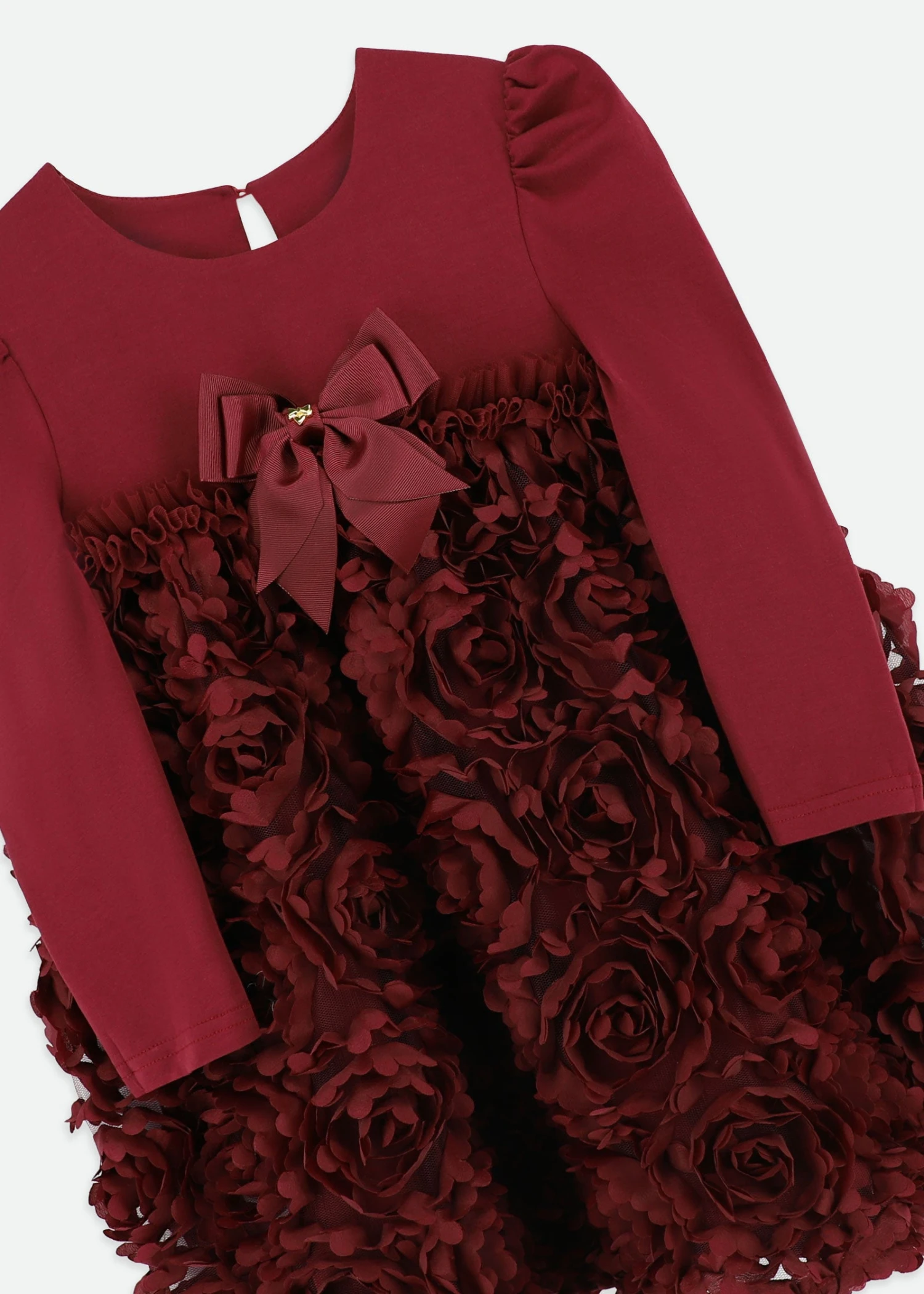 Lively 3D Roses Dress Burgundy 3 Lively 3D Roses Dress Burgundy - Image 3