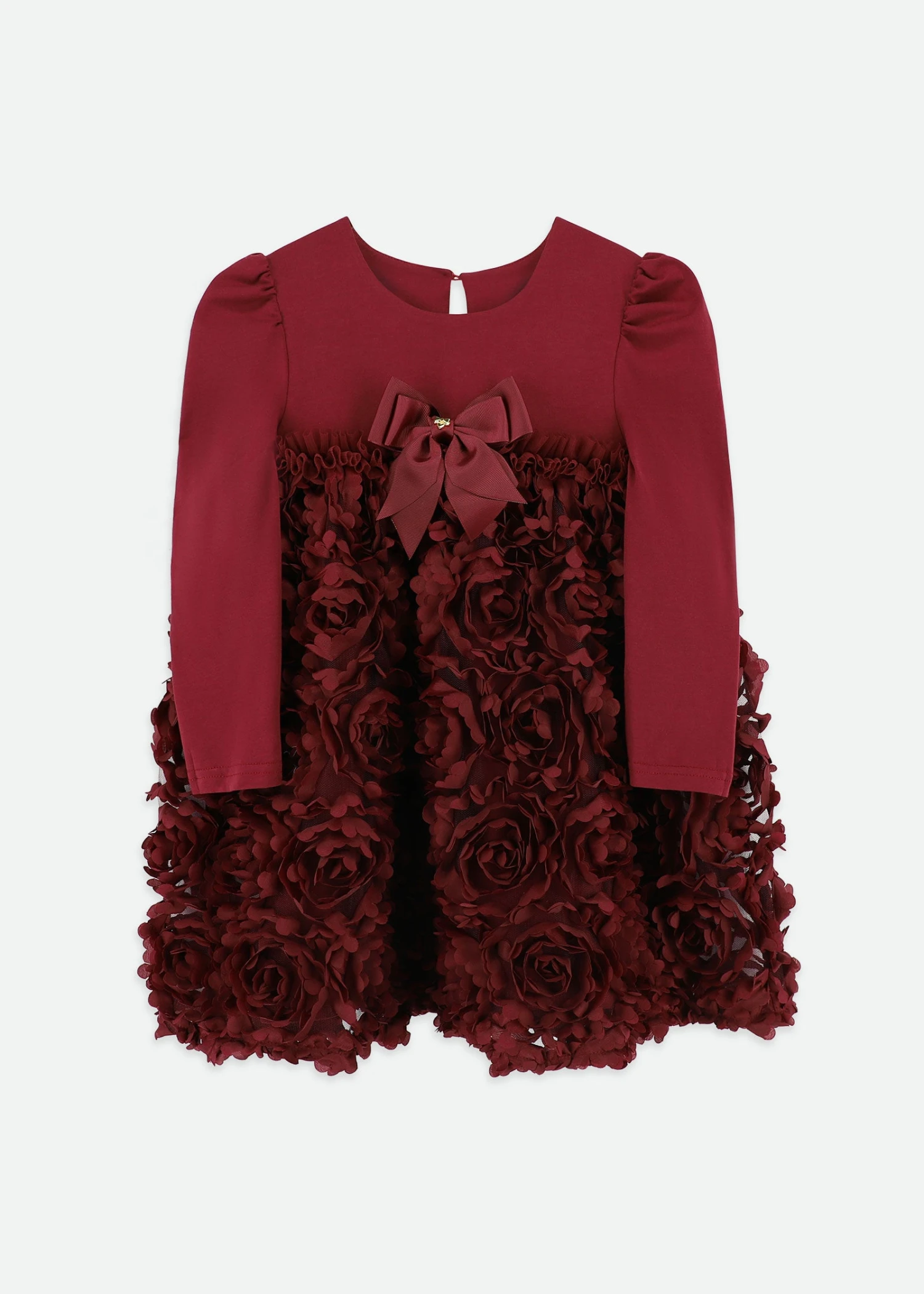 Lively 3D Roses Dress Burgundy 1 Lively 3D Roses Dress Burgundy