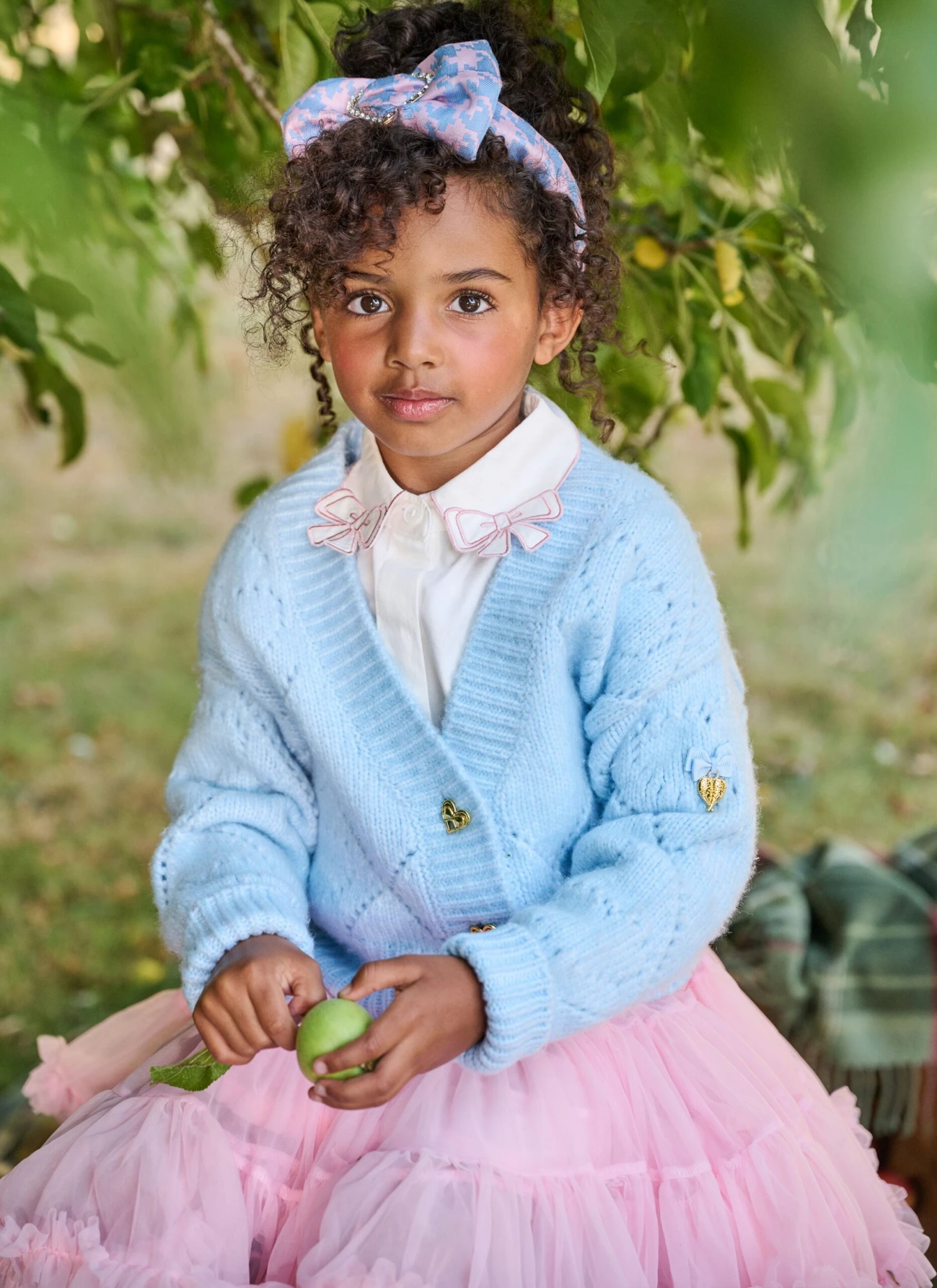 Lou Heart Knit Cardigan Blue 2 Lou Heart Knit Cardigan Blue - Image 2