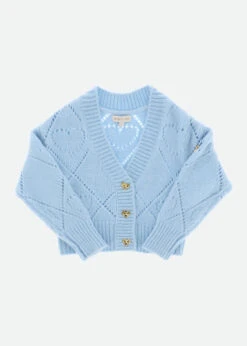 Lou Heart Knit Cardigan Blue