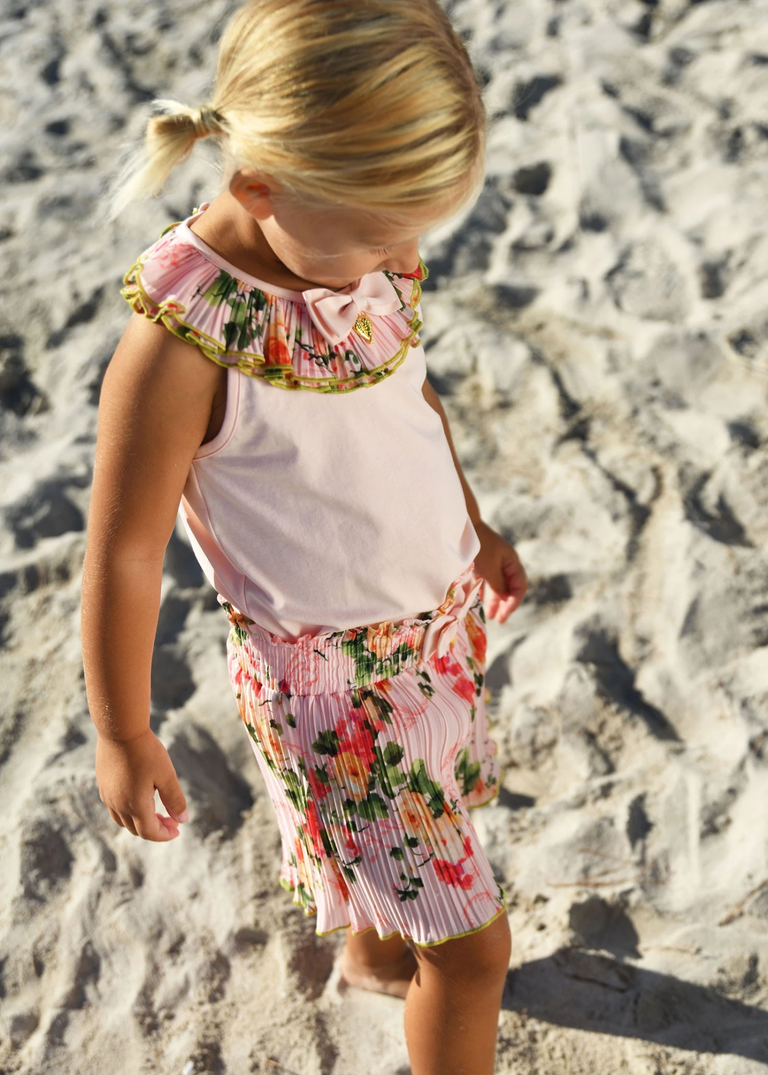 Lucile Primrose Top & Shorts Set Pale Pink 2 Lucile Primrose Top & Shorts Set Pale Pink - Image 2