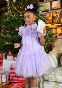 Marietta Multi Glitter Star Dress Lilac -Angels-Face Shop Marietta Dress Lilac Lifestyle