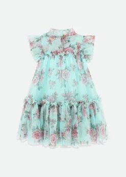 Marigold Roses Dress Aqua Marine -Angels-Face Shop Marigold Dress Aqua Back