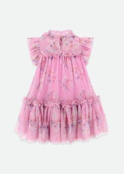 Marigold Splash Flower Dress Orchid Lilac -Angels-Face Shop Marigold Dress SplashLilac Back